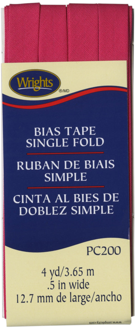 Narrow Single Fold Bias Tape BRIGHT PINK