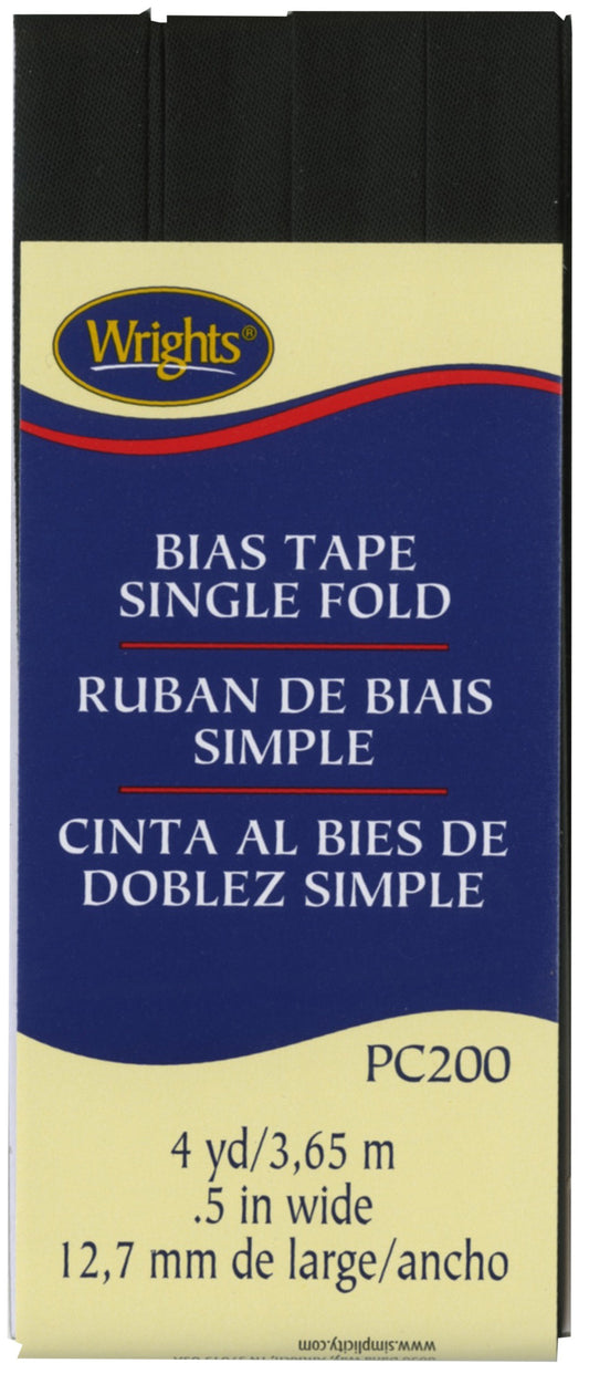 Narrow Single Fold Bias Tape BLACK