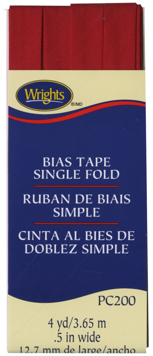 Narrow Single Fold Bias Tape RED