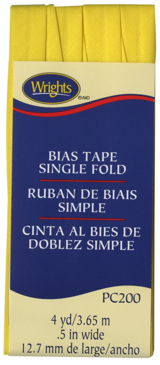 Narrow Single Fold Bias Tape CANARY