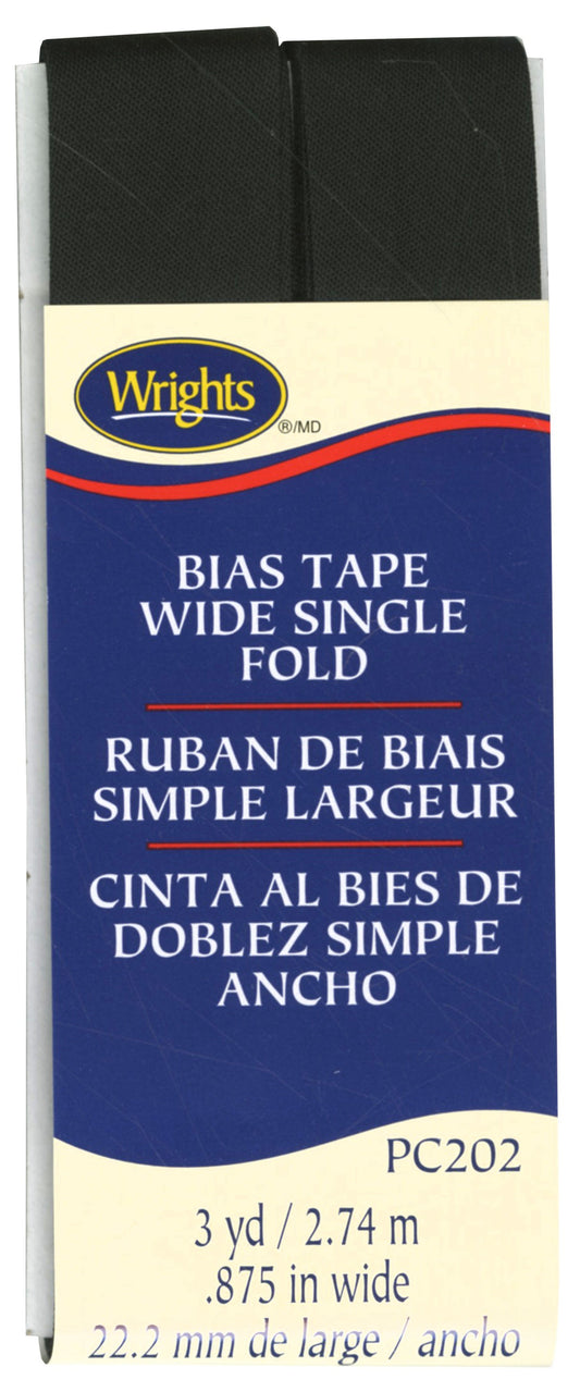 Wide Single Fold Bias Tape BLACK