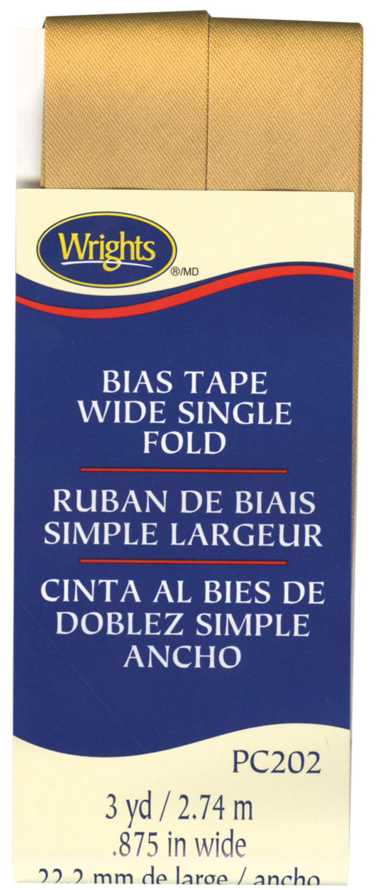 Wide Single Fold Bias Tape TAN