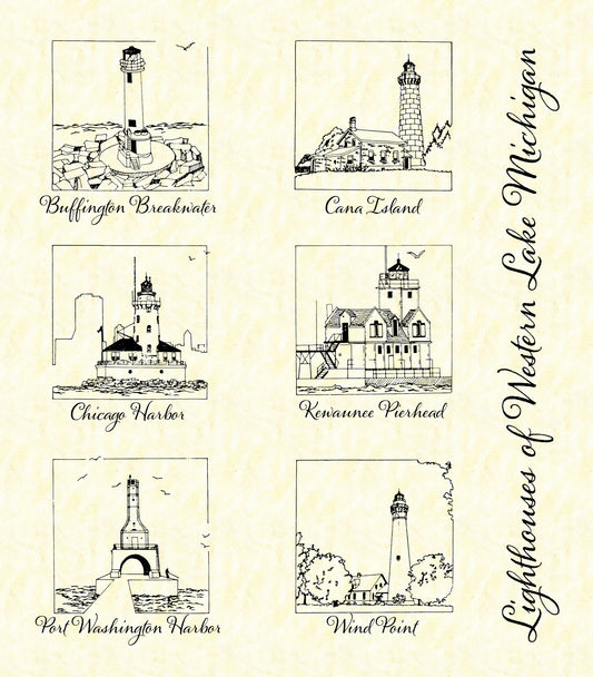 Lighthouses of Western Lake Michigan Panel