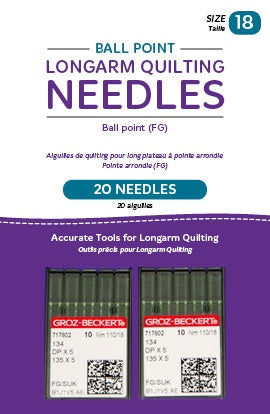 Ball Point Longarm Needles - Two Packages of 10 (18/110-FG, Ball Point)