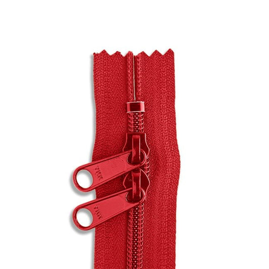 30in Nylon Double Pull Zipper - #4.5 -  Red