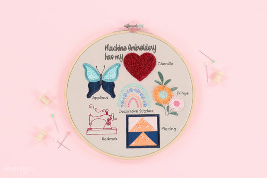 March 2024 Kimberbell Embroidery Club - Embroidery Hoop Sampler