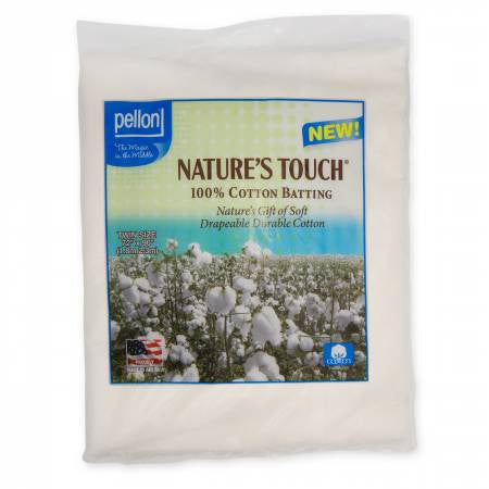 Pellon Natures Touch 100% Natural Cotton Batting w/Scrim Twin-Sized 72in x 90in