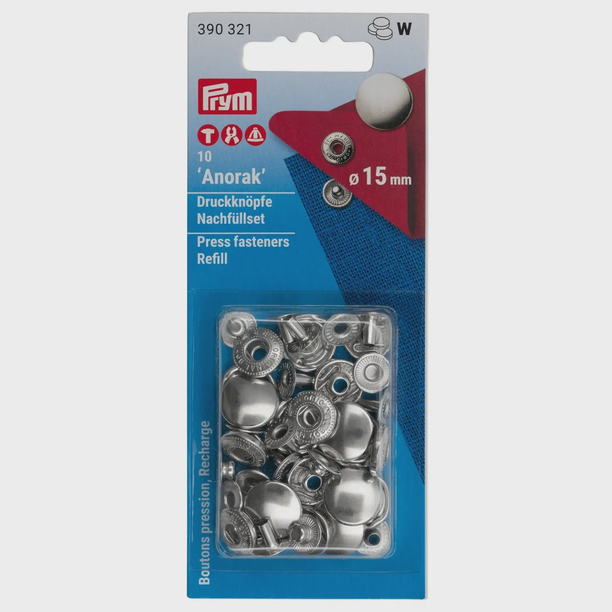 ANORAK 15 mm refill silver 10pc