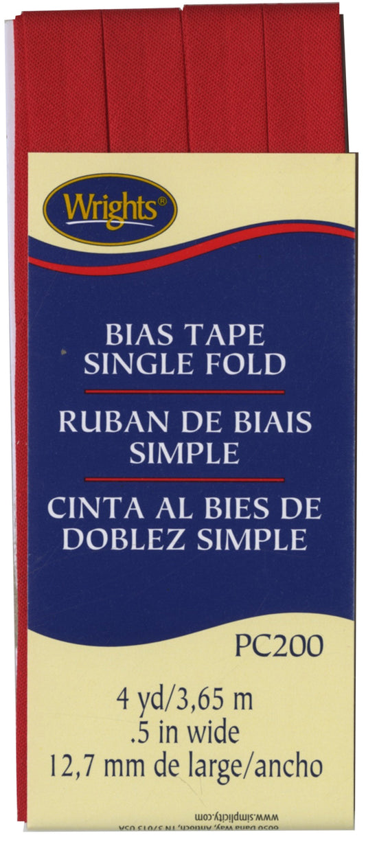 Narrow Single Fold Bias Tape SCARLET
