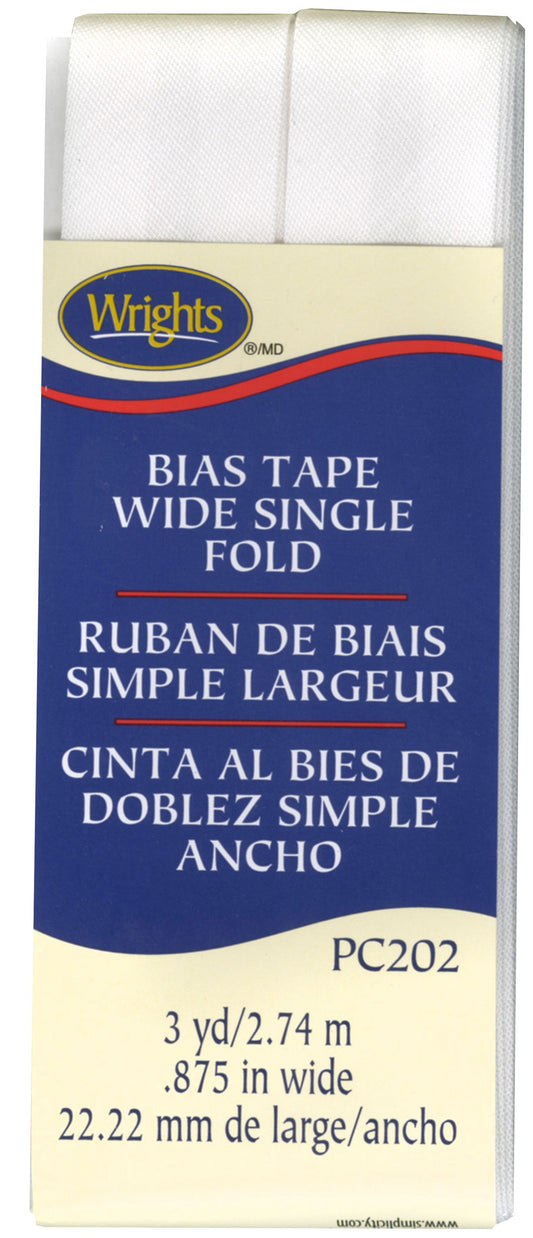 Wide Single Fold Bias Tape WHITE