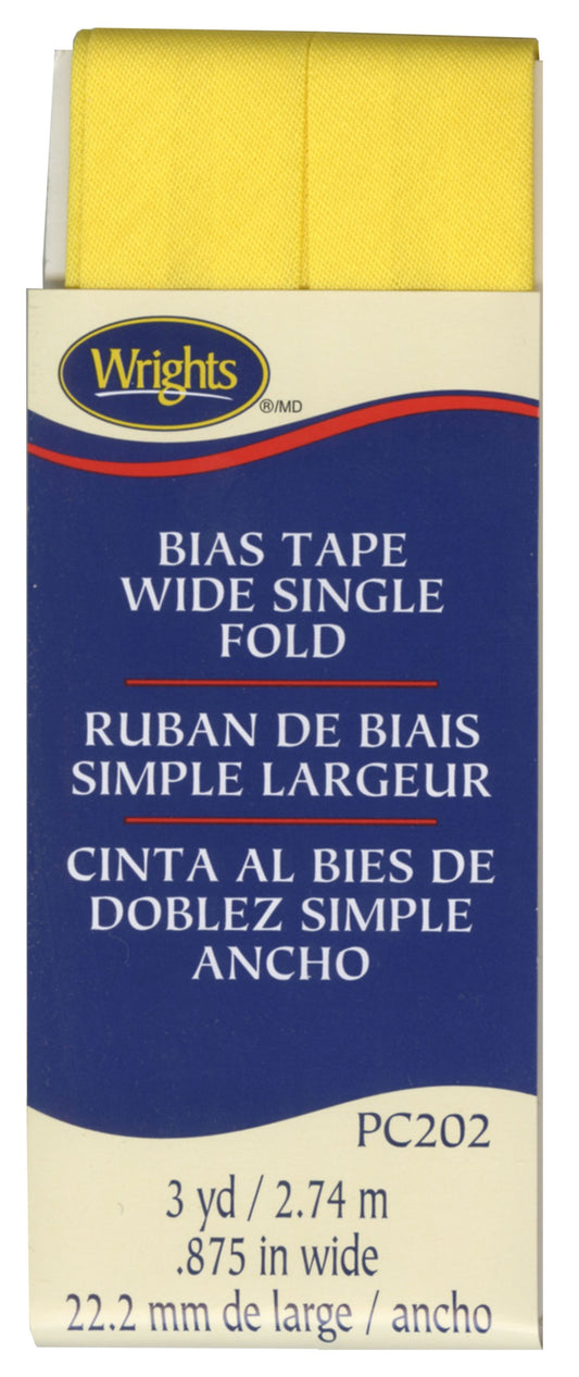 Wide Single Fold Bias Tape CANARY