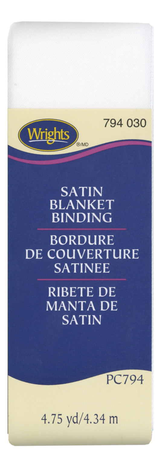 Satin Blanket Binding White