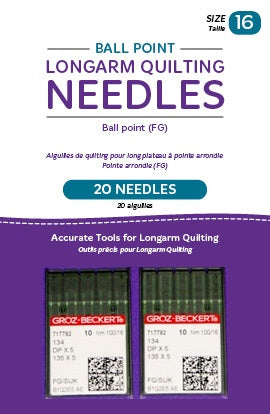 Ball Point Longarm Needles - Two Packages of 10 (16/100-FG, Ball Point)