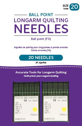 Ball Point Longarm Needles - Two Packages of 10 (20/125-FG, Ball Point)
