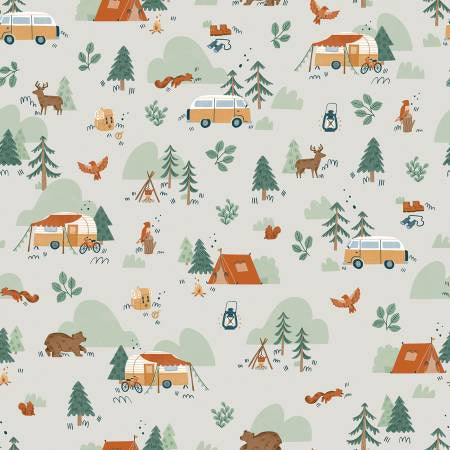 Designer Flannel Camp Woodland Main Off-white