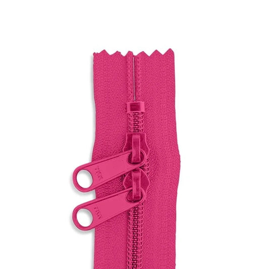 30in Nylon Double Pull Zipper - #4.5 -  Hot Pink