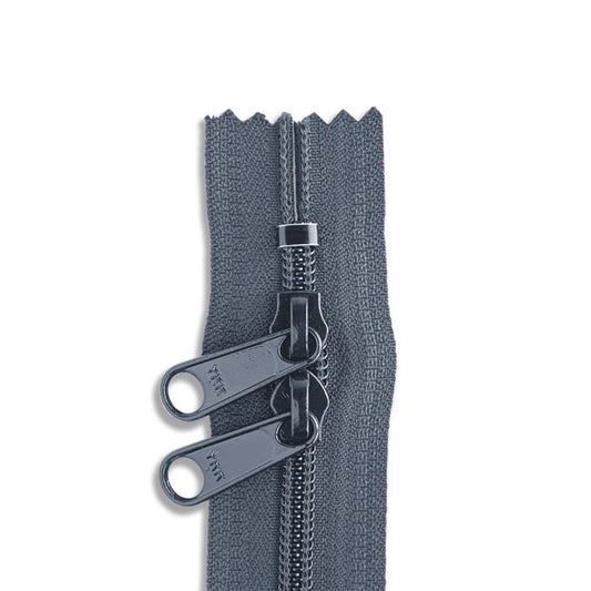 30in Nylon Double Pull Zipper - #4.5 -  Galena Grey