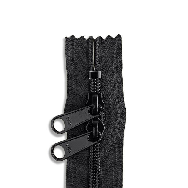 30in Nylon Double Pull Zipper - #4.5 -  Black