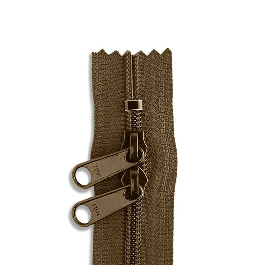 30in Nylon Double Pull Zipper - #4.5 -  Medium Brown