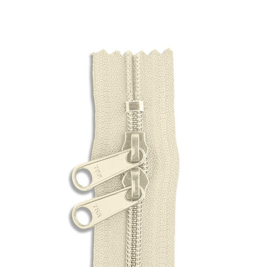 30in Nylon Double Pull Zipper - #4.5 -  Natural