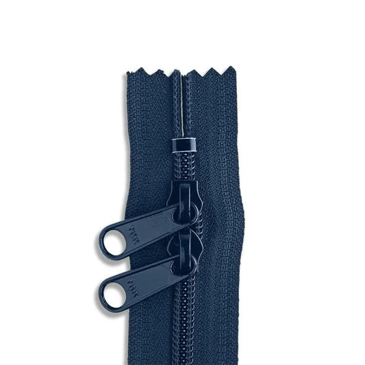 30in Nylon Double Pull Zipper - #4.5 -  Navy