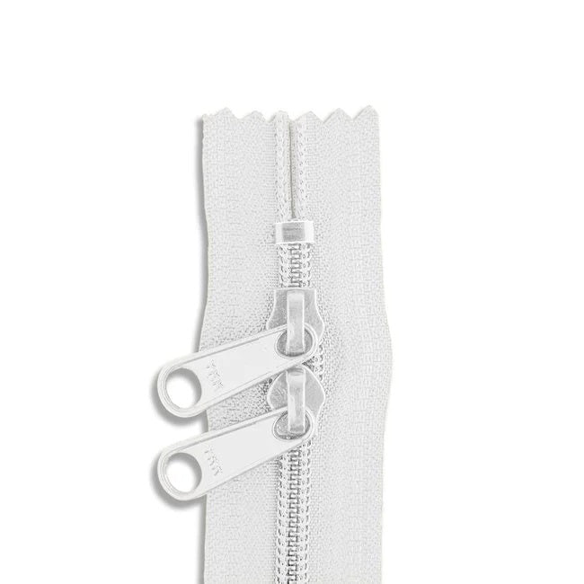 30in Nylon Double Pull Zipper - #4.5 -  White