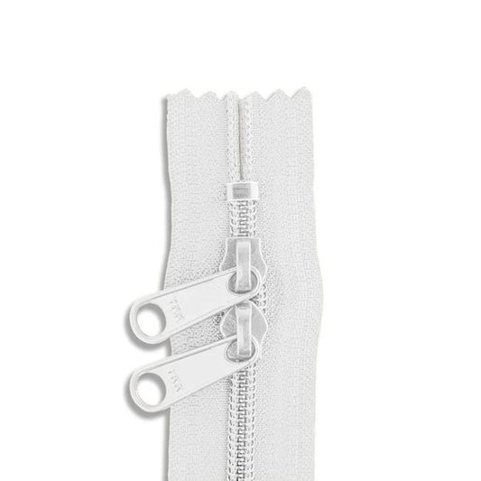 30in Nylon Double Pull Zipper - #4.5 -  White